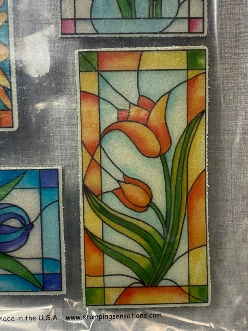 VTG NEW Floral Stained Glass EZ Mount Rubber Stamps Hard To Find New Old Stock